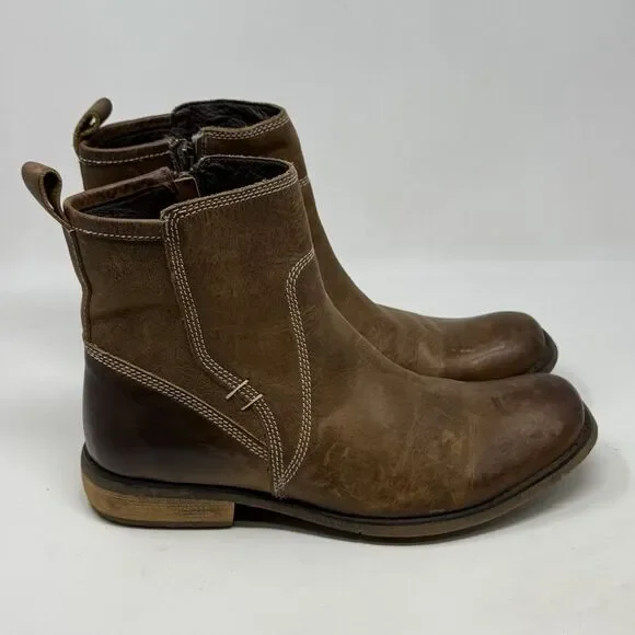 Bed Stu Revolution Boots Mens 10 Brown Distressed Leather Side Zip Ankle Hipster - Picture 4 of 16